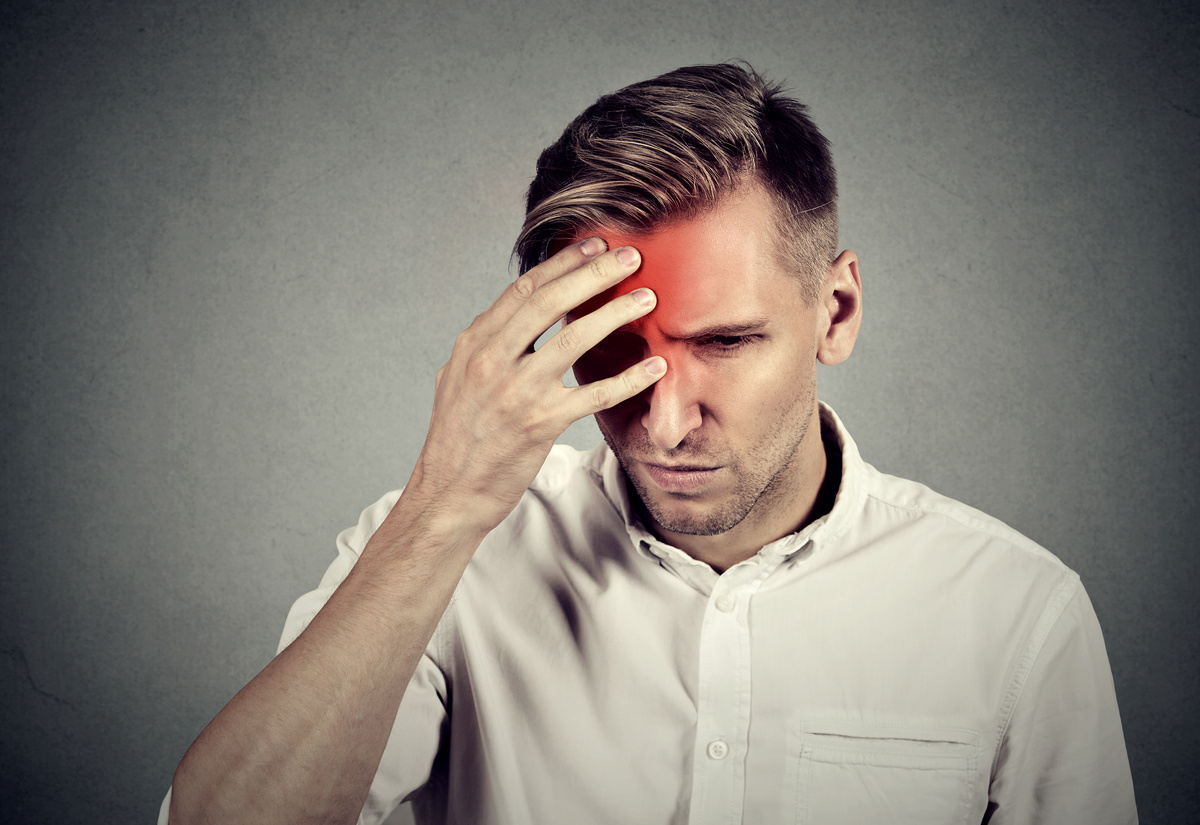 Stressed man with headache